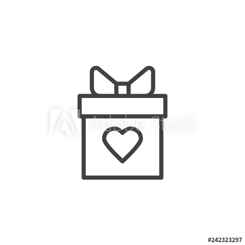 500x500 Gift Box With Heart Line Icon Linear Style Sign For Mobile