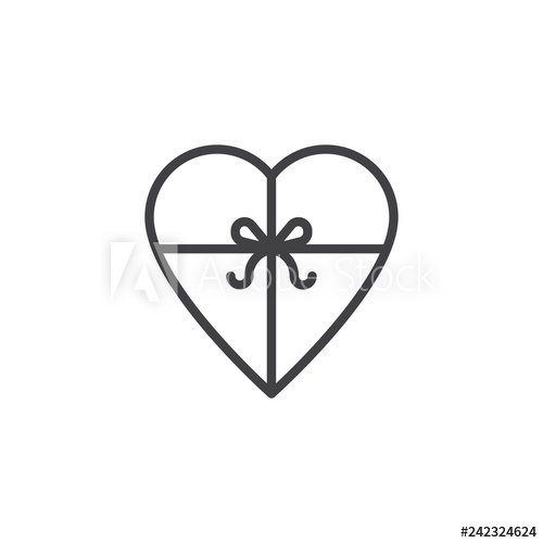 500x500 Heart Gift Box Line Icon Linear Style Sign For Mobile Concept