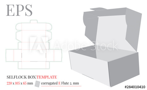 Self Lock Box Template, Vector With Die Cut Laser Cut Layers 500x308 Self Lock Box Template, Vector With Die Cut Laser Cut Layers