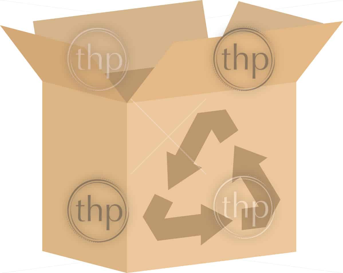 1198x952 Open Cardboard Box Vector With Recycling Symbol For Charity