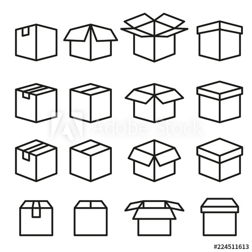 500x500 Set Of Abstract Box Vector Line Icons