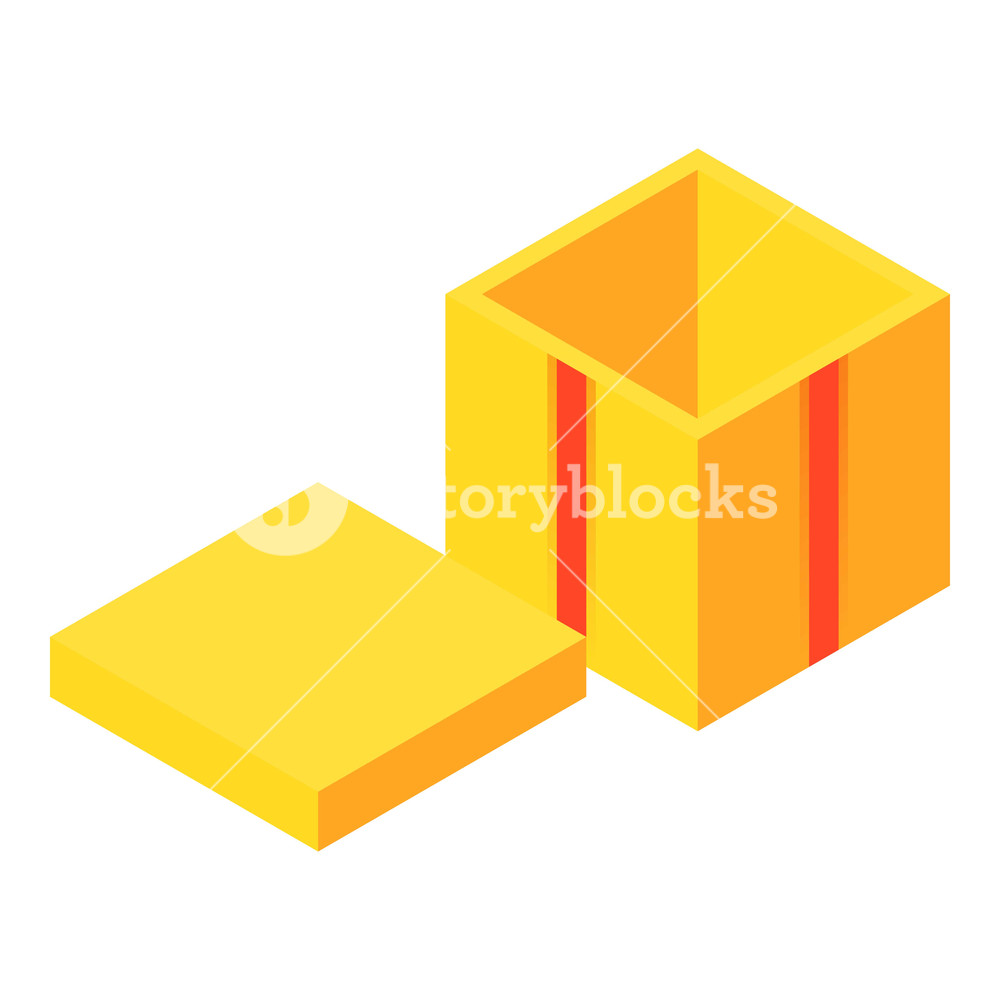 1000x1000 Yellow Open Gift Box Icon Isometric Of Yellow Open Gift Box