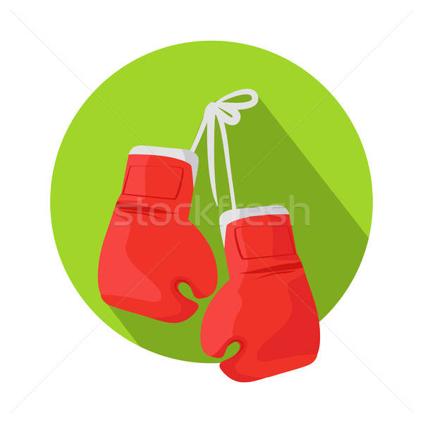 600x600 Box Vector Icon With Classic Red Boxing Gloves Vector Illustration
