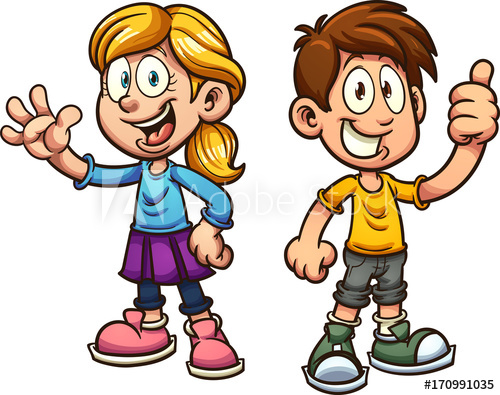 500x395 Cute Cartoon Boy And Girl Vector Clip Art Illustration