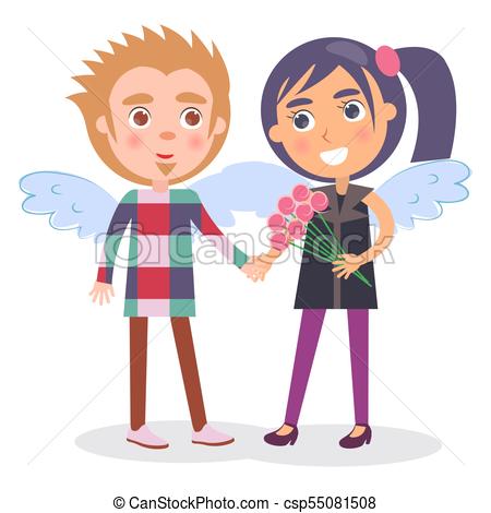 450x470 First Date Teenage Couple In Angel Wings, Boy Girl First Date