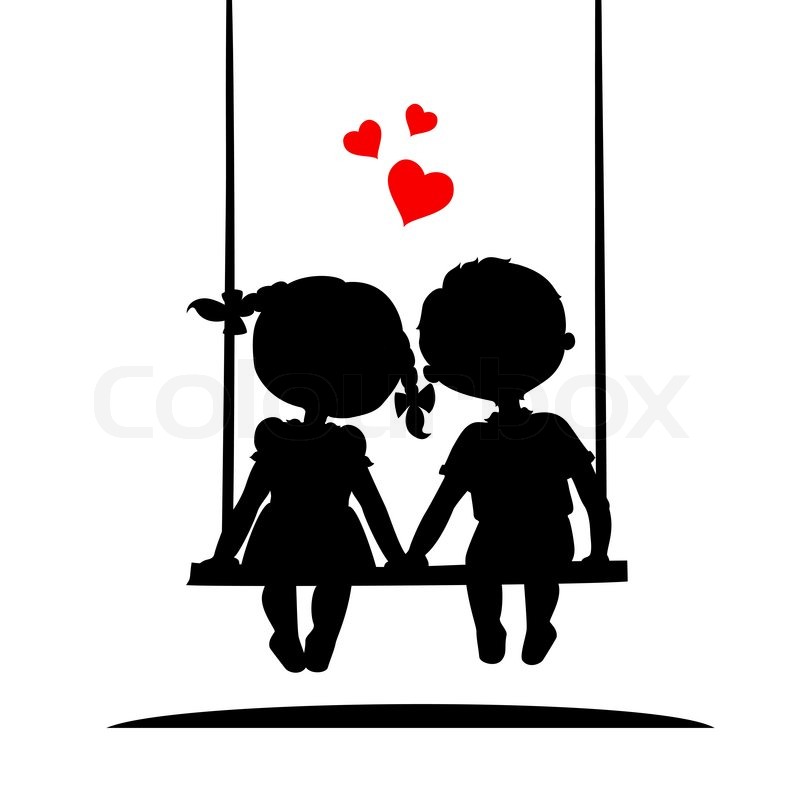 800x800 Silhouettes Of A Boy And A Girl Stock Vector Colourbox