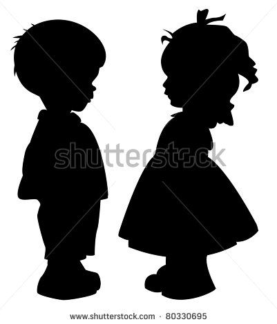 401x470 The Two Silhouette Of A Boy And Girl Silhouettes Kids