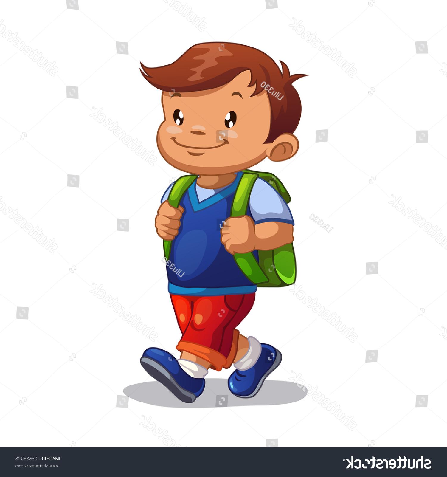 1500x1600 Hd Stock Vector Cute Cartoon Boy Goes To School Isolated Library