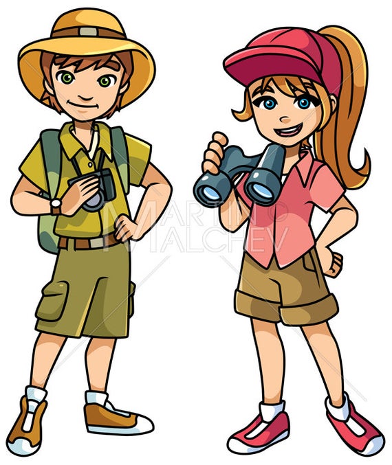 570x677 Adventure Kids Vector Cartoon Illustration Explorer Etsy