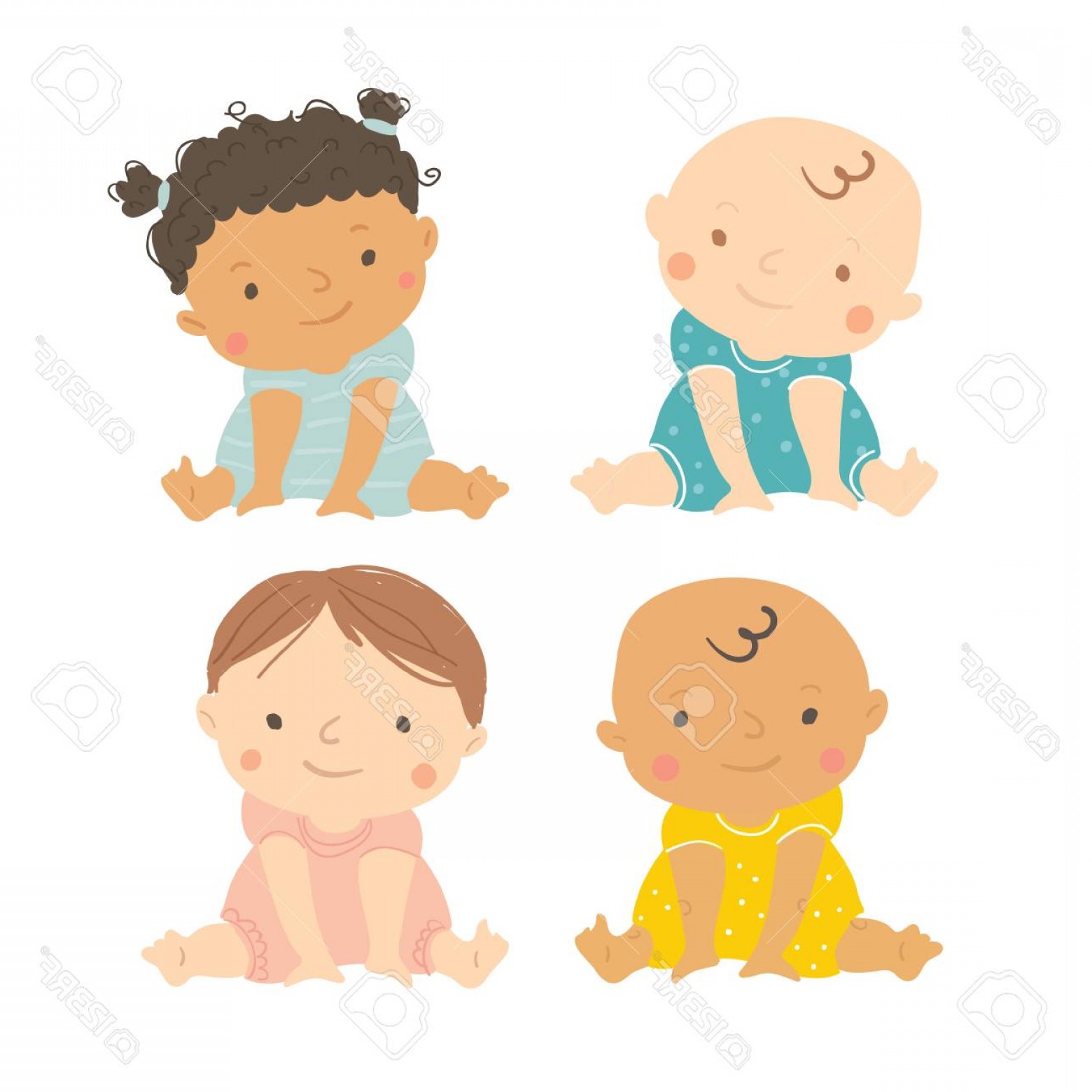 1560x1560 Photostock Vector Baby Vector Multi Ethnic Set Of Cute Babies