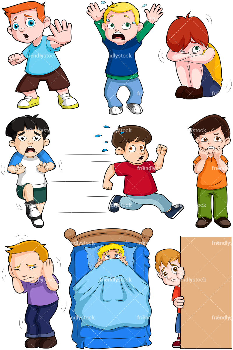 800x1200 Scared Boys Cartoon Vector Clipart