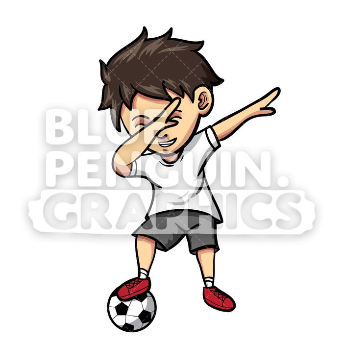 700x700 Soccer Dabbing Boy Vector Cartoon Clipart Illustration Blue