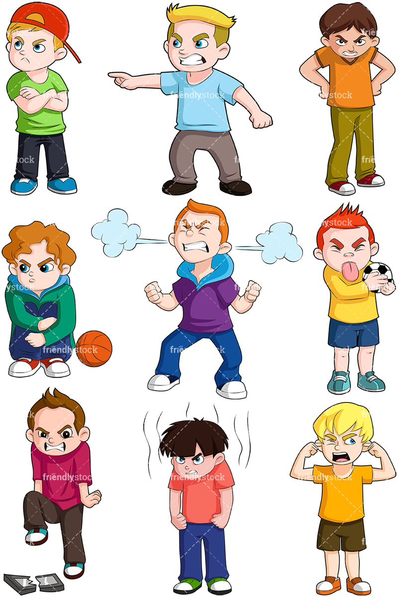 800x1200 Angry Boys Cartoon Vector Clipart