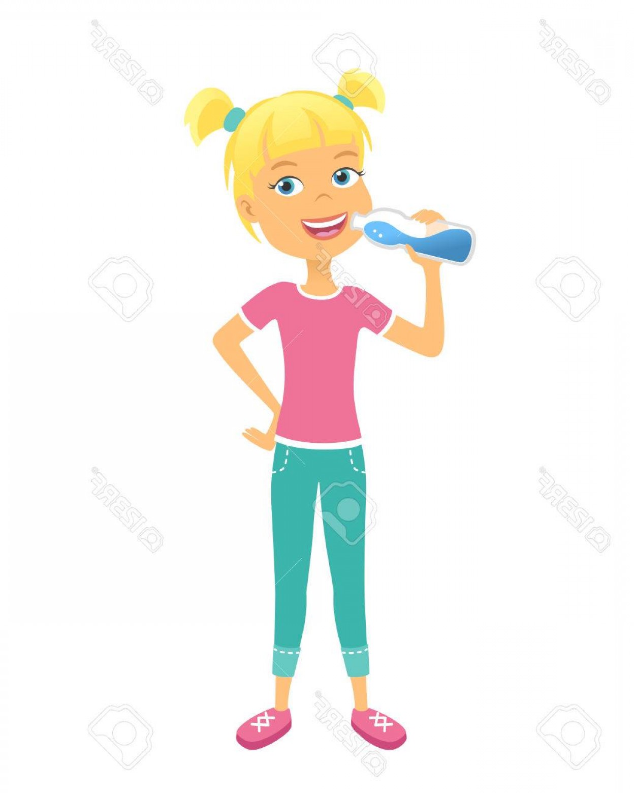 1248x1560 Cartoon Kids Drinking Water Cute Boy Girl Vector Clip Art