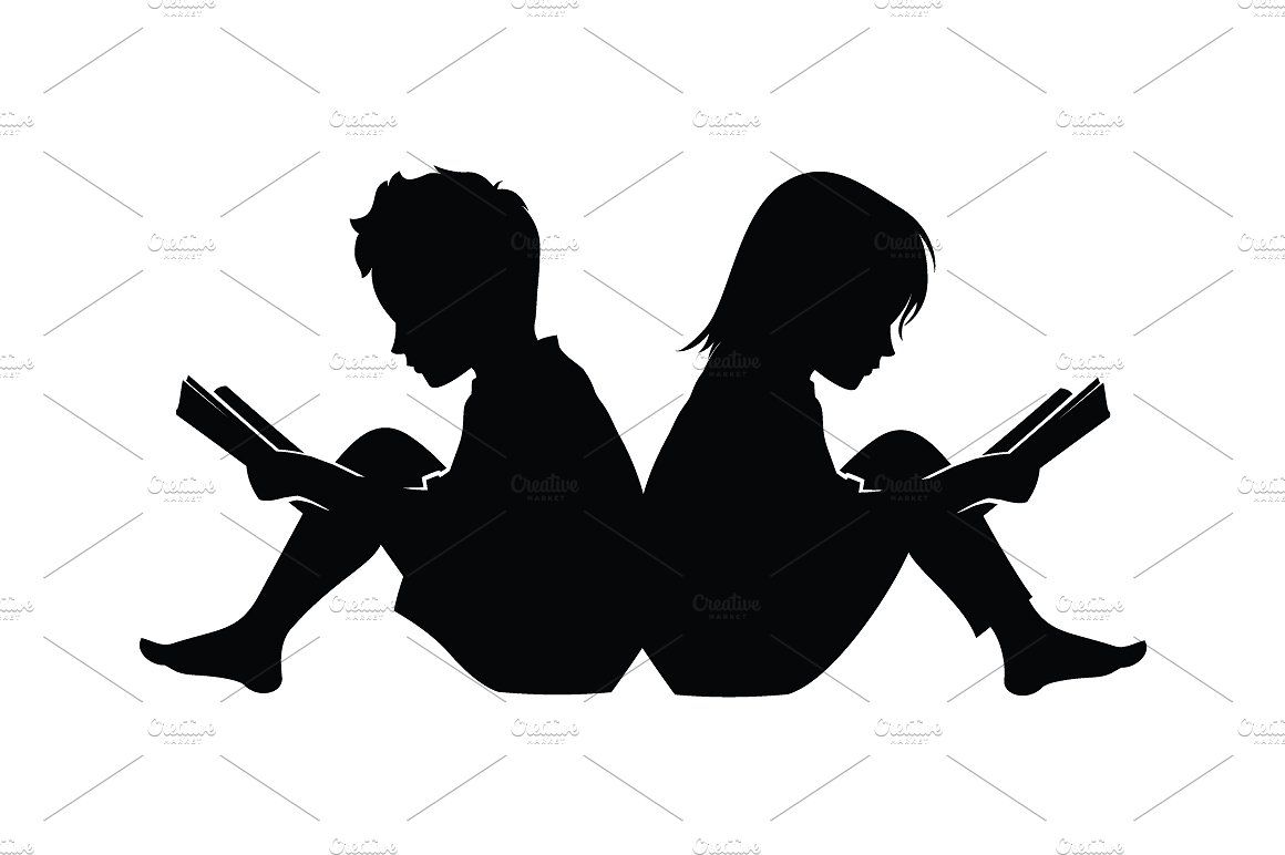 Little Boy Girl Read Book Silhouette 1160x772 Little Boy Girl Read Book Silhouette