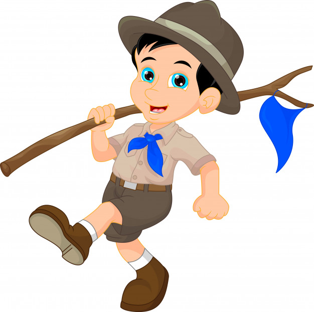 626x622 Cartoon Boy Scout Holding Blue Flag Vector Premium Download