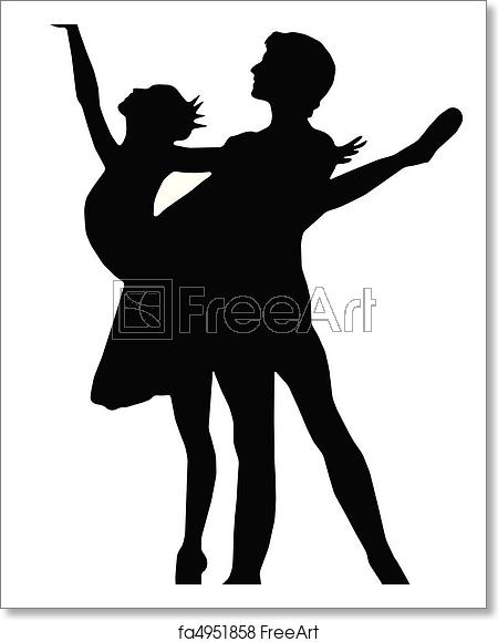 450x580 Free Art Print Of Ballet Dance Girl And Boy Silhouettes Vector