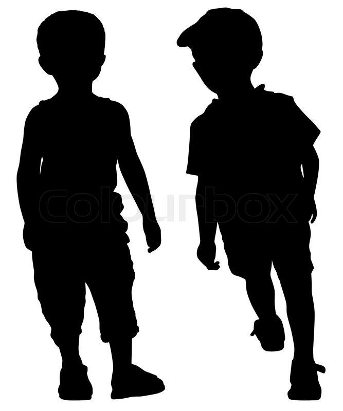 667x800 Silhouettes Of Two Little Fashion Boys Stock Vector Colourbox