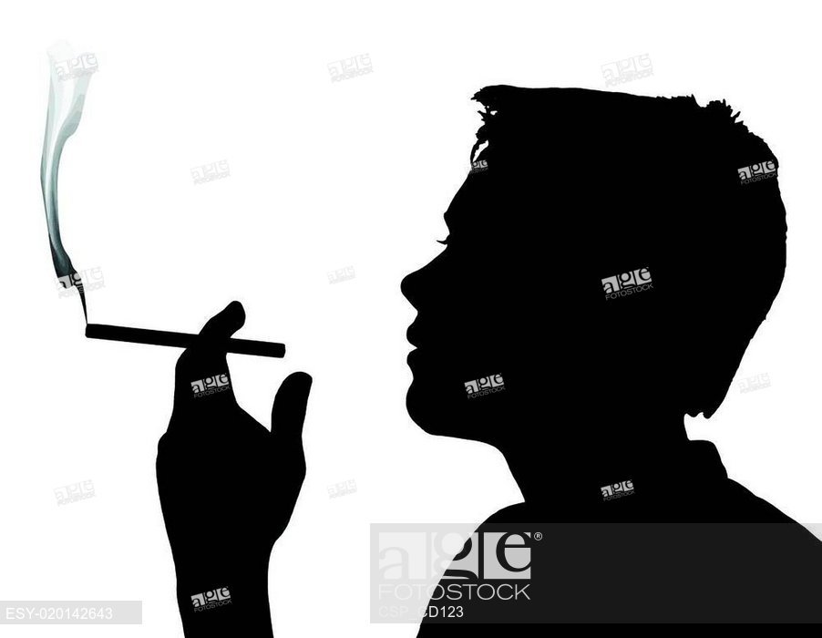 902x700 Teen Boy Silhouette Smoking Cigarette, Stock Vector, Vector