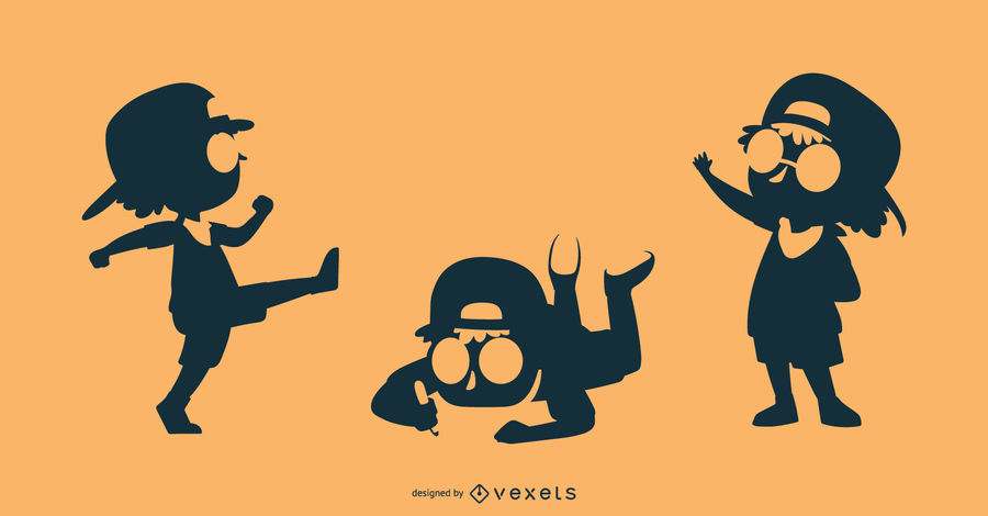 900x470 Boy Silhouette Vector Set
