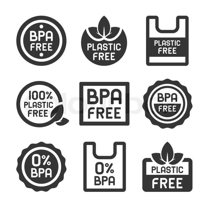 800x800 Bpa Plastic Free Icons Set On White Stock Vector Colourbox