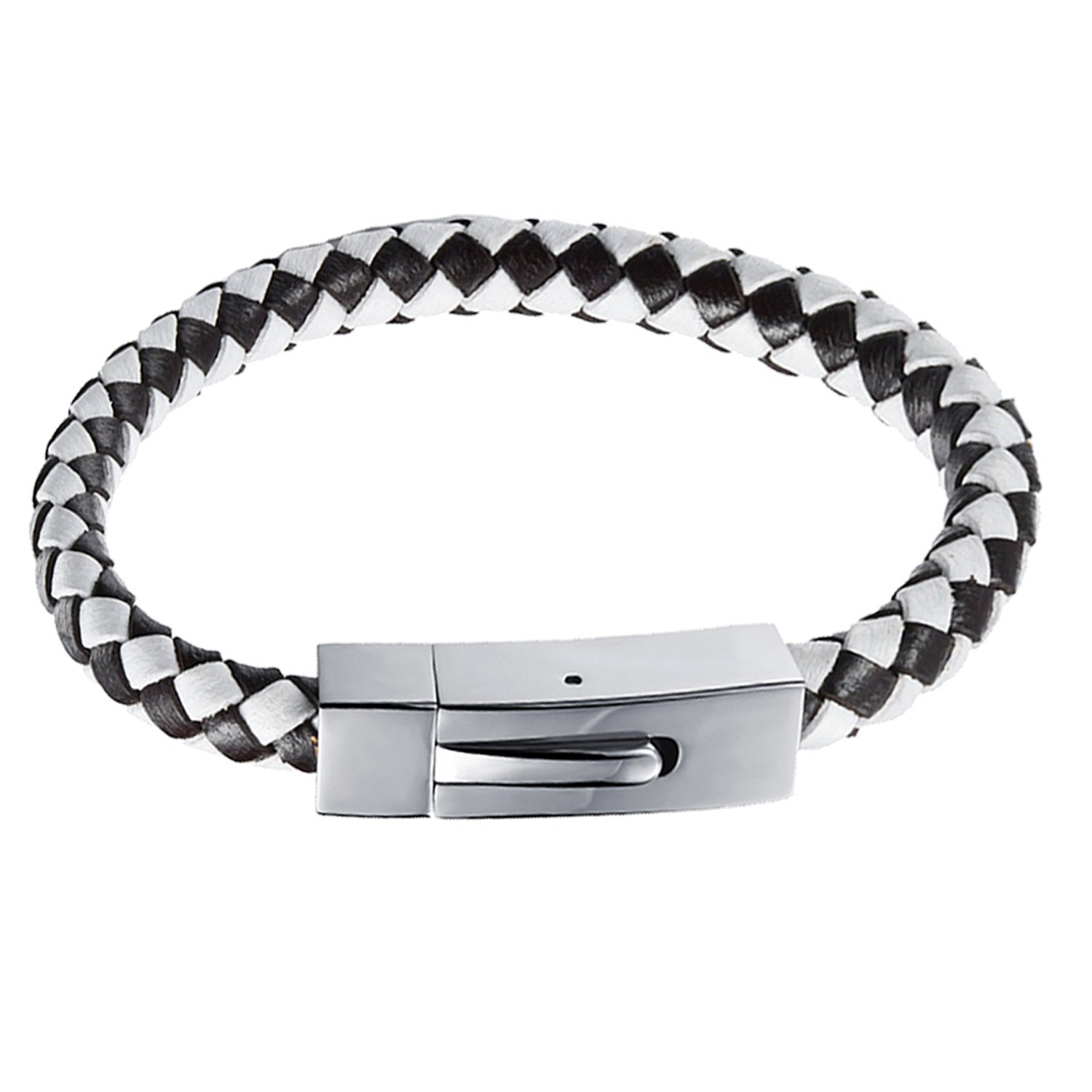 Vector Black And White Braided Leather Bracelet For Men Forziani 1500x1500 Vector Black And White Braided Leather Bracelet For Men Forziani