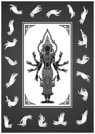 319x450 Brahma And Set Hands Tradition Thai Vector Royalty Free Vector