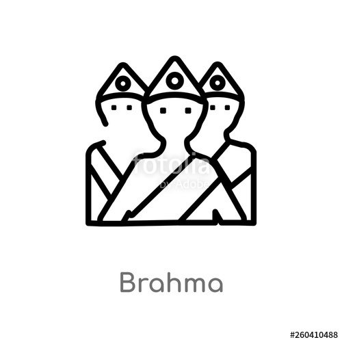 500x500 Outline Brahma Vector Icon Isolated Black Simple Line Element
