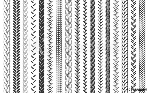 500x313 Plait And Braids Pattern Brush Set Of Braided Ropes Vector