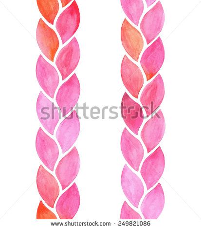 413x470 Watercolor Seamless Vertical Braid, Vector Illustration