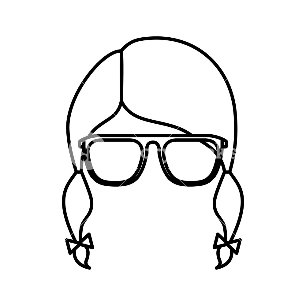 1000x1000 Hair Braid Glasses Isolted Design Vector Illustration Outline