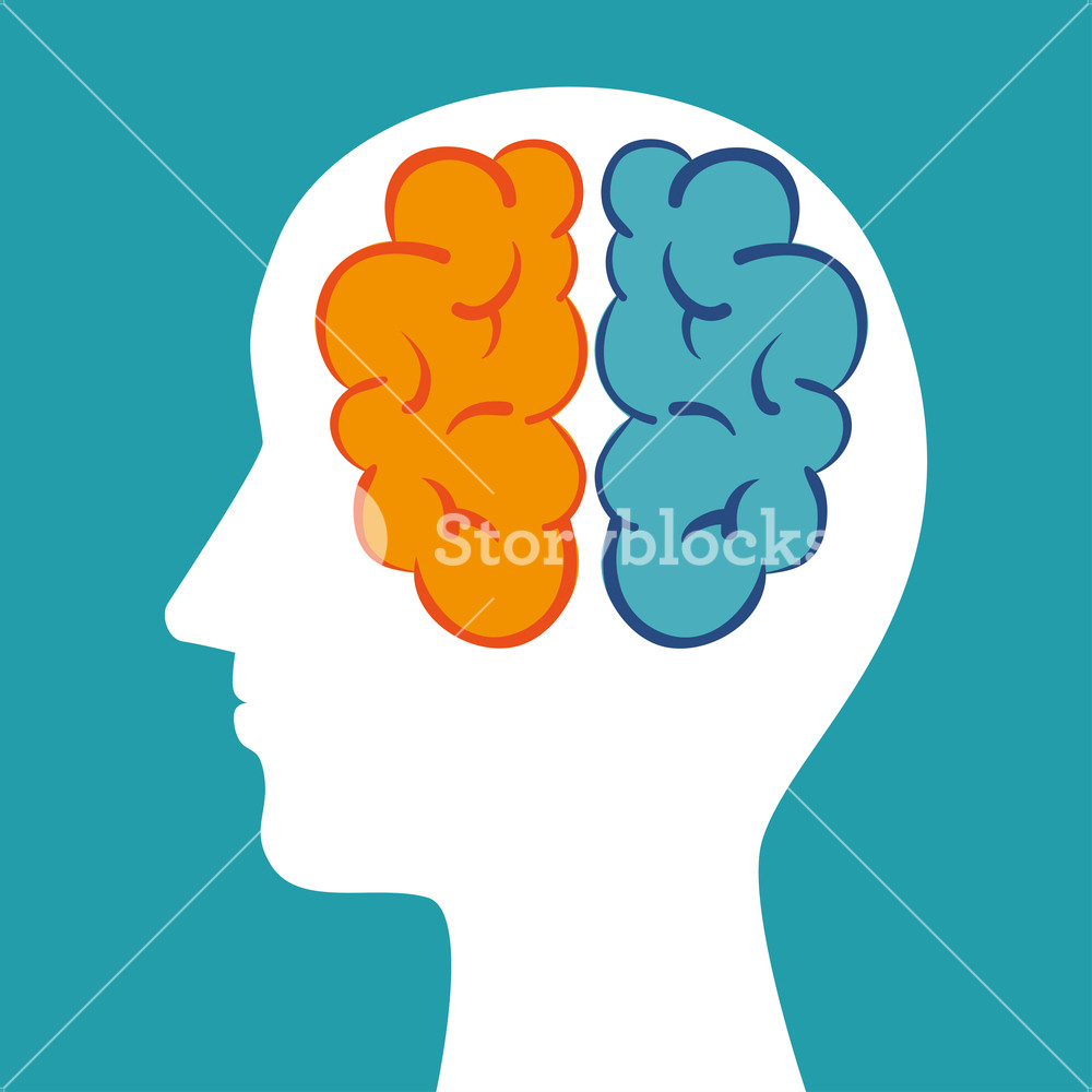 1000x1000 Silhouette Head Brain Mind Icon Vector Illustration Royalty