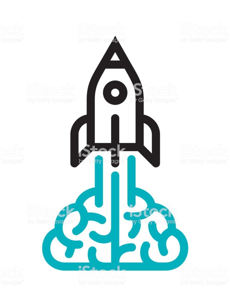 768x1024 Brain And Rocket Icon Stock Illustration