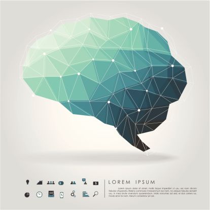 414x414 Brain Polygon With Business Icon Vector Interesting Imagery