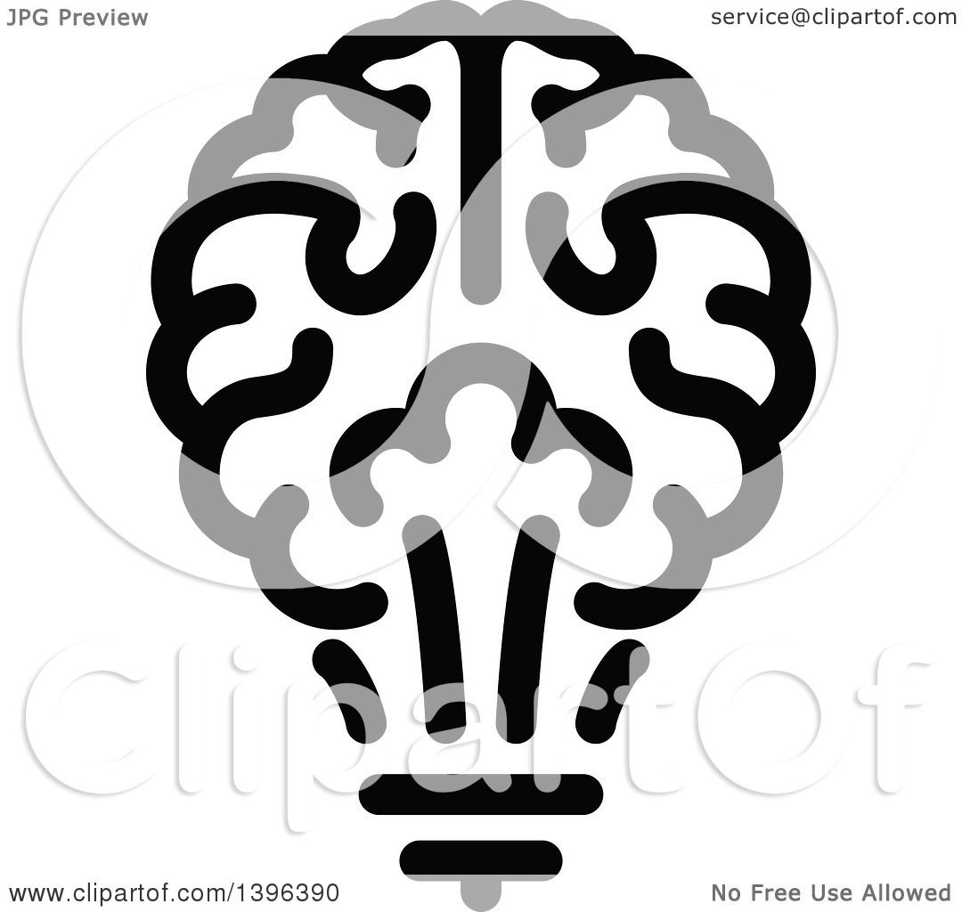 Clipart Of A Black Brain Light Bulb 1080x1024 Clipart Of A Black Brain Light Bulb
