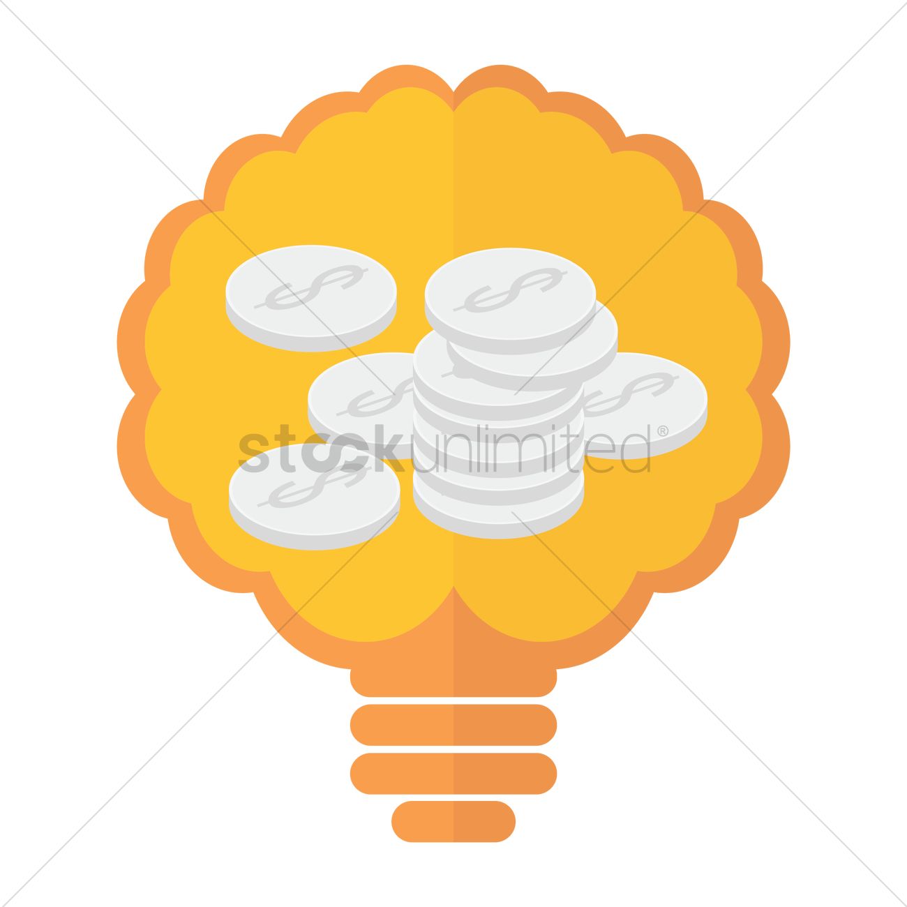Free Coins In A Brain Shaped Light Bulb Vector Image 1300x1300 Free Coins In A Brain Shaped Light Bulb Vector Image