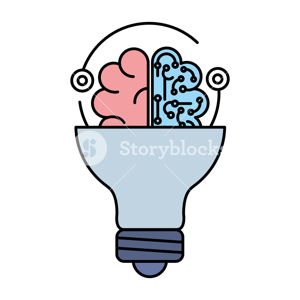Brain With Circuit And Bulb Vector Illustration Design Royalty 1000x1000 Brain With Circuit And Bulb Vector Illustration Design Royalty