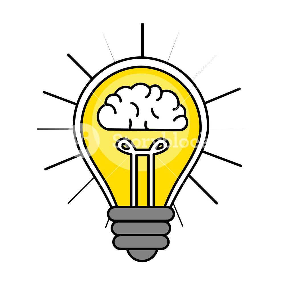 Idea Light Bulb Brain Cartoon Vector Illustration Graphic Design 1000x1000 Idea Light Bulb Brain Cartoon Vector Illustration Graphic Design