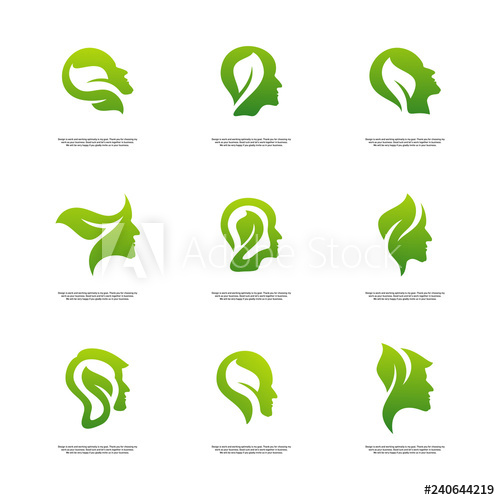 Set Of Nature Brain Logo Design Concept, Brain Mind With Leaf Logo 500x500 Set Of Nature Brain Logo Design Concept, Brain Mind With Leaf Logo