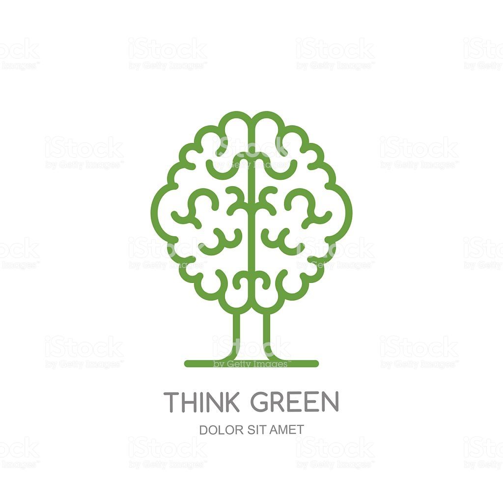1024x1024 Brain Tree Outline Isolated Illustration Vector Icon, Emblem