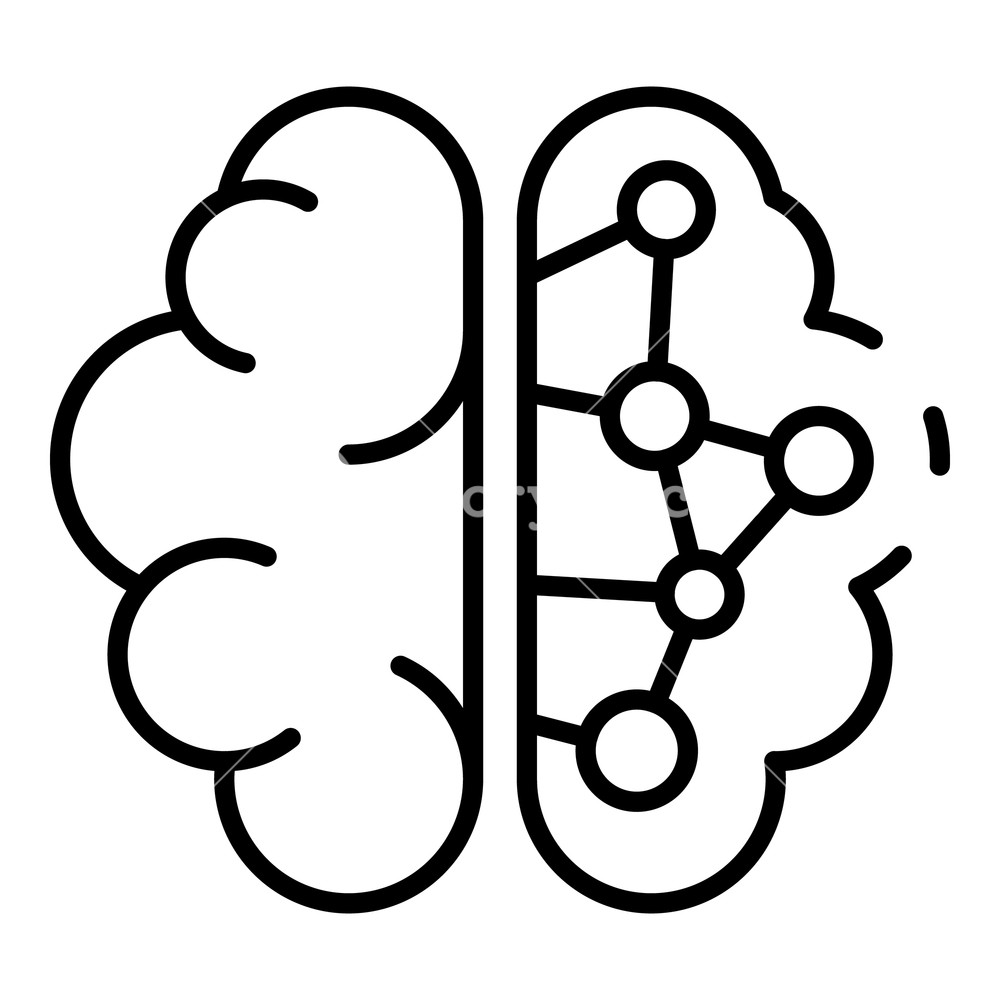 1000x1000 Cyborg Bran Outline Cyborg Brain Vector Icon For Web Design