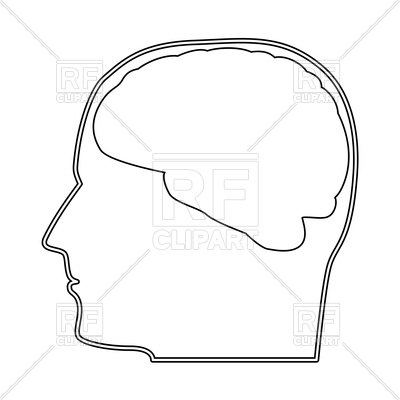 400x400 Head With Brain Outline Icon Vector Image Of Silhouettes, Outlines