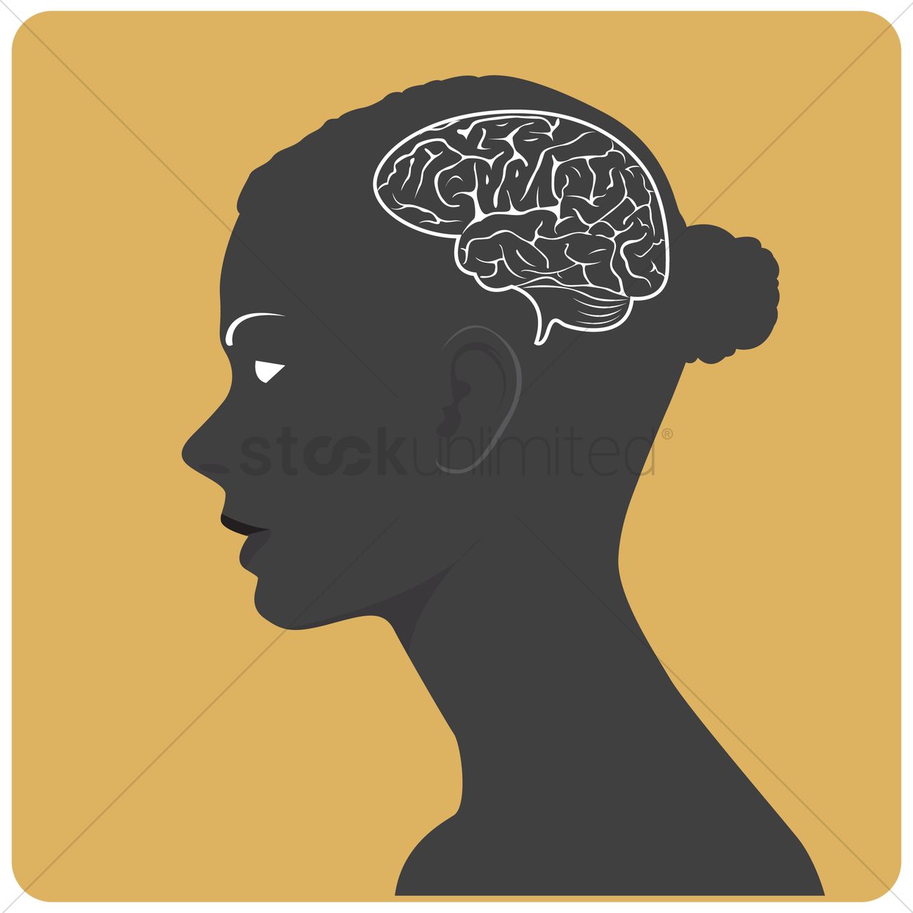 1300x1300 Human Head Silhouette With Brain Vector Image