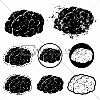 340x340 Image Brain Silhouette And Grunge Vector Illustration