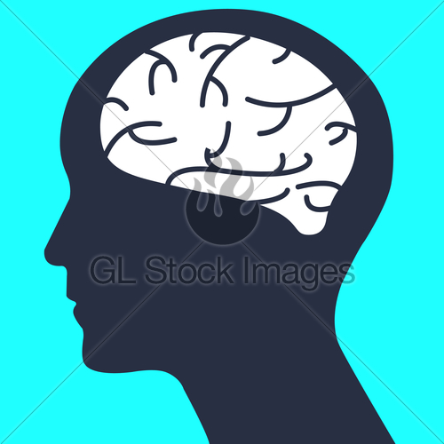500x500 Silhouette Human Head With Simple Brain Vector Human Brai Gl