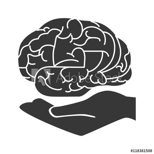 500x500 Brain Hand Organ Palm Finger Open Holding Silhouette Vector
