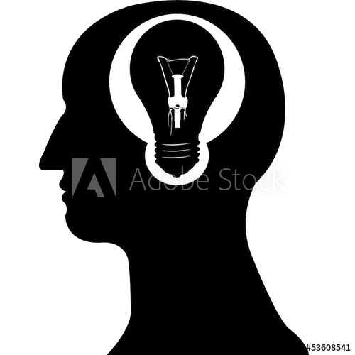 500x500 Light Bulb In Brain Silhouette Vector