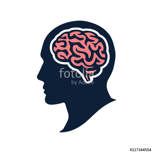 500x500 Silhouette Head With Brain Vector Flat Illustation Isolated