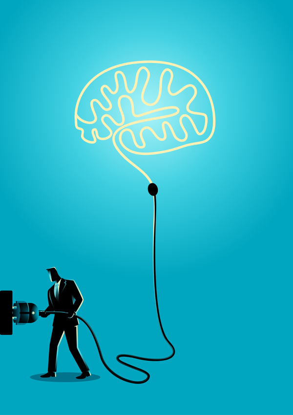 600x849 Businessman Silhouette Plug In Brain Vector Free Download