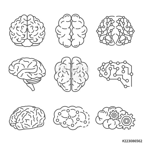 500x500 Memory Bran Set Outline Set Of Memory Brain Vector Icons